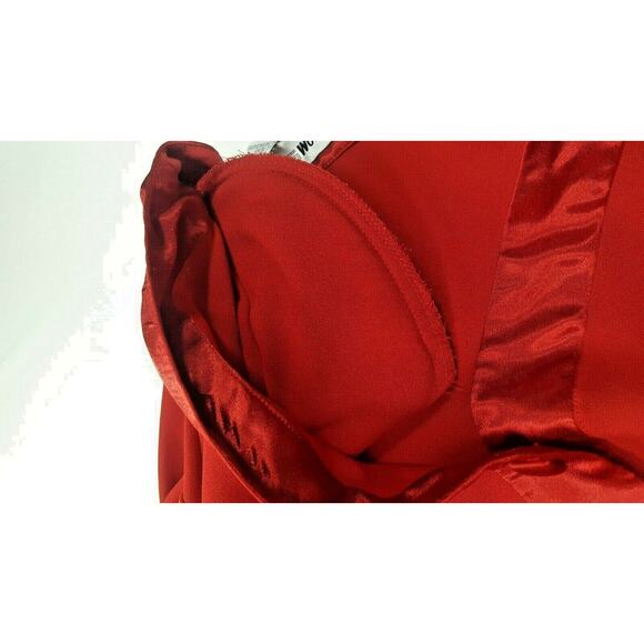 Vntg Chaus Woman Plus Size 20 Red Button Front Top Blouse Satin Trim - Picture 3 of 5